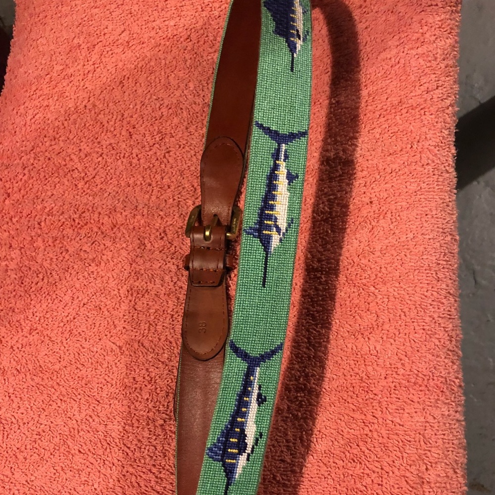 Hand stitched needlepoint belt
